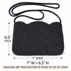 ✨ Luxury Black Beaded Evening Clutch – Elegant Formal Handbag